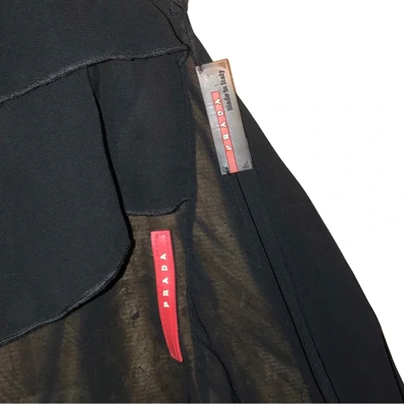 PRADA Black Halter Crop Top | Open Back Tie | Made in Italy | Vintage Minimalist - Picture 5 of 6